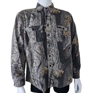 Vtg Rattlers Brand Realtree Chamois Shirt Mens Large Cotton Camo Hunting USA